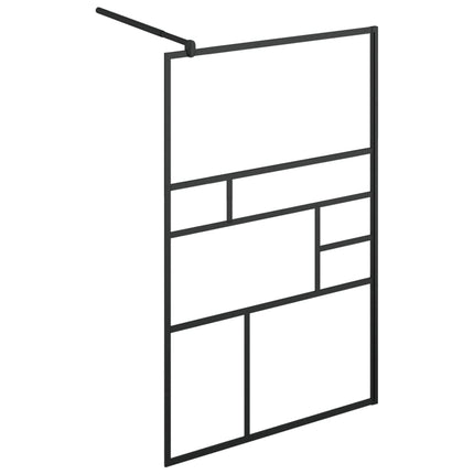 Walk-in Shower Wall with Clear ESG Glass 45.3"x76.8" Black