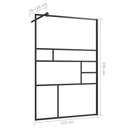 Walk-in Shower Wall with Clear ESG Glass 45.3"x76.8" Black