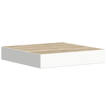 Floating Wall Shelf Oak and White 9.1"x9.3"x1.5" MDF