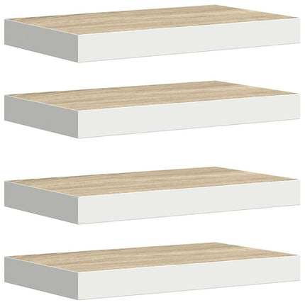 Floating Wall Shelves 4 pcs Oak and White 15.7"x9.1"x1.5" MDF