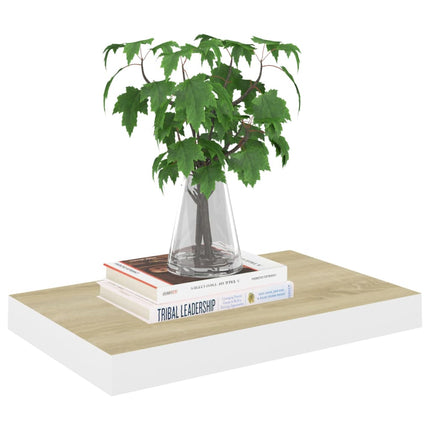 Floating Wall Shelves 4 pcs Oak and White 15.7"x9.1"x1.5" MDF