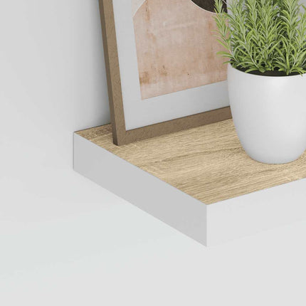 Floating Wall Shelves 4 pcs Oak and White 15.7"x9.1"x1.5" MDF