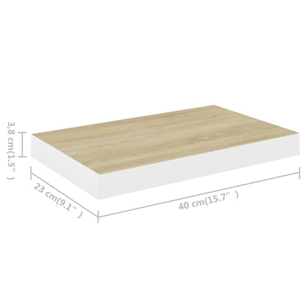 Floating Wall Shelves 4 pcs Oak and White 15.7"x9.1"x1.5" MDF