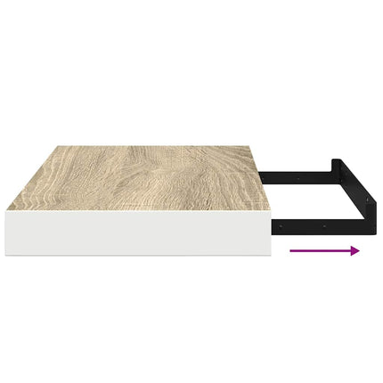 Floating Wall Shelves 4 pcs Oak and White 15.7"x9.1"x1.5" MDF