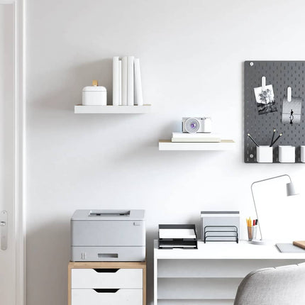 Floating Wall Shelves 2 pcs Oak and White 19.7"x9.1"x1.5" MDF