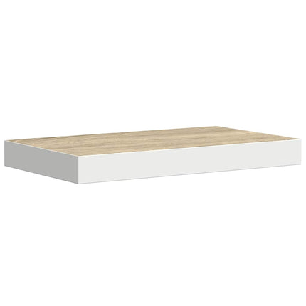 Floating Wall Shelves 2 pcs Oak and White 19.7"x9.1"x1.5" MDF