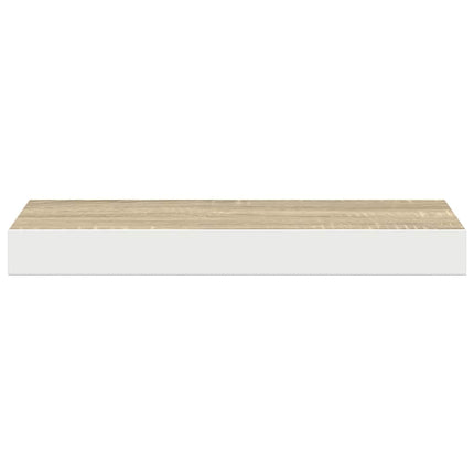 Floating Wall Shelves 2 pcs Oak and White 19.7"x9.1"x1.5" MDF
