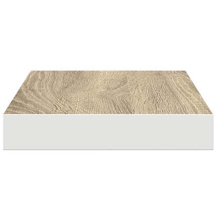 Floating Wall Shelves 2 pcs Oak and White 19.7"x9.1"x1.5" MDF