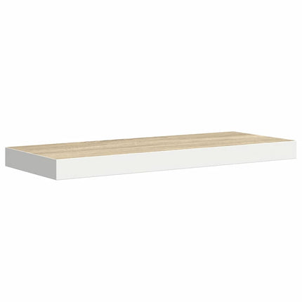 Floating Wall Shelves 2 pcs Oak and White 23.6"x9.3"x1.5" MDF