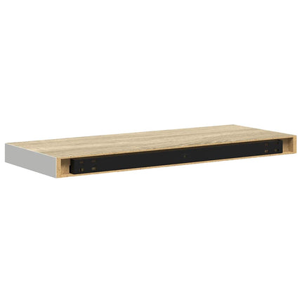 Floating Wall Shelves 2 pcs Oak and White 23.6"x9.3"x1.5" MDF