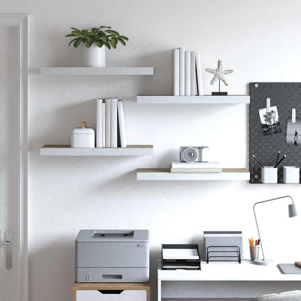 Floating Wall Shelves 4 pcs Oak and White 23.6"x9.3"x1.5" MDF