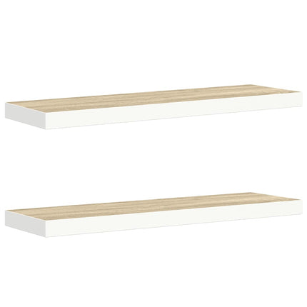 Floating Wall Shelves 2 pcs Oak and White 31.5"x9.3"x1.5" MDF