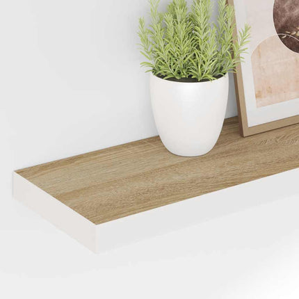 Floating Wall Shelves 2 pcs Oak and White 35.4"x9.3"x1.5" MDF