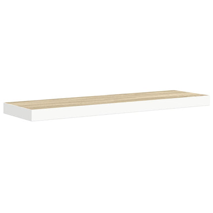 Floating Wall Shelves 2 pcs Oak and White 35.4"x9.3"x1.5" MDF