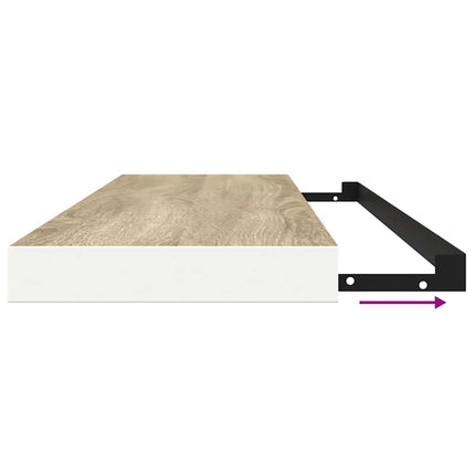 Floating Wall Shelves 2 pcs Oak and White 47.2"x9.3"x1.5" MDF