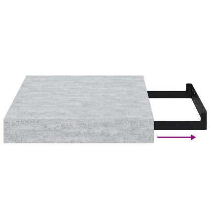 Floating Wall Shelf Concrete Gray 9.1"x9.3"x1.5" MDF