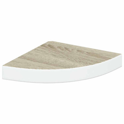 Wall Corner Shelves 2 pcs Oak and White 9.8"x9.8"x1.4" MDF