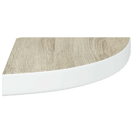 Wall Corner Shelves 2 pcs Oak and White 9.8"x9.8"x1.4" MDF