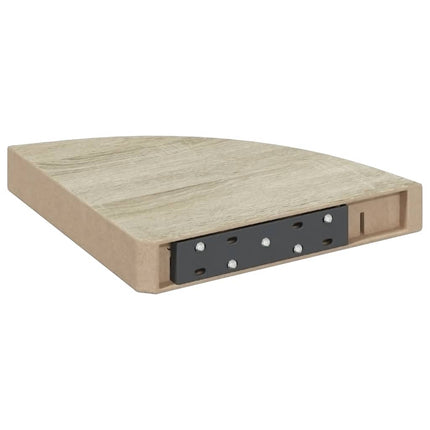 Wall Corner Shelves 2 pcs Oak and White 9.8"x9.8"x1.4" MDF
