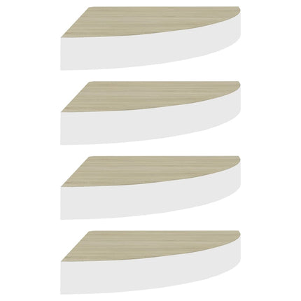 Wall Corner Shelves 4 pcs Oak and White 9.8"x9.8"x1.4" MDF