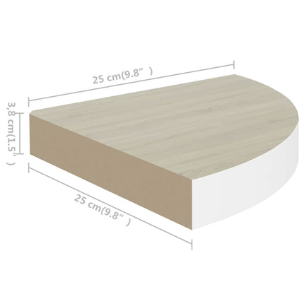 Wall Corner Shelves 4 pcs Oak and White 9.8"x9.8"x1.4" MDF