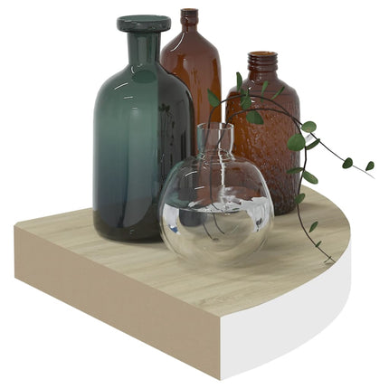 Wall Corner Shelf Oak and White 13.7"x13.7"x1.4" MDF