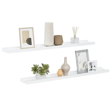 Wall Shelves 2 pcs High Gloss White 31.5"x3.5"x1.2
