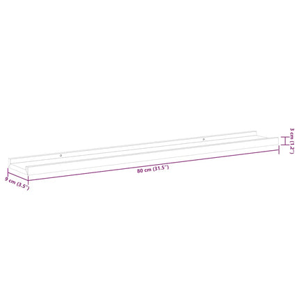 Wall Shelves 2 pcs High Gloss White 31.5"x3.5"x1.2