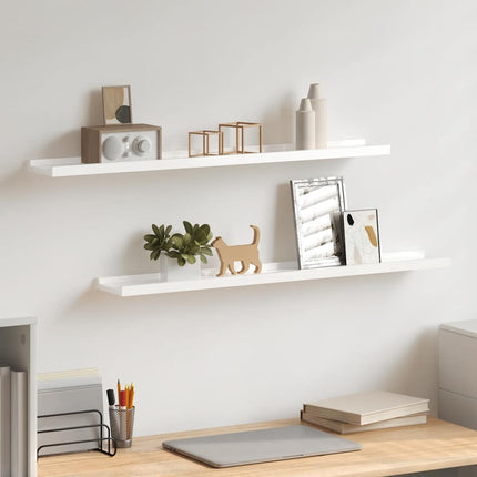 Wall Shelves 2 pcs High Gloss White 31.5"x3.5"x1.2