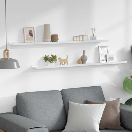 Wall Shelves 2 pcs High Gloss White 45.3"x3.5"x1.2