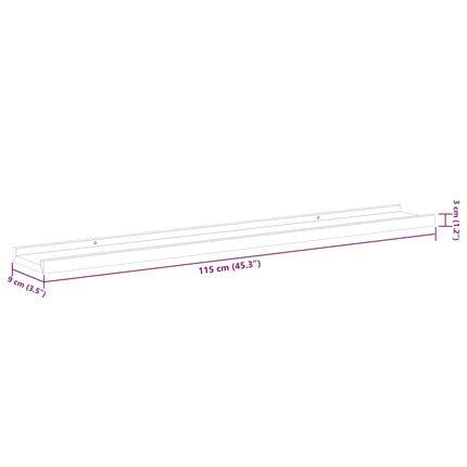 Wall Shelves 2 pcs High Gloss White 45.3"x3.5"x1.2