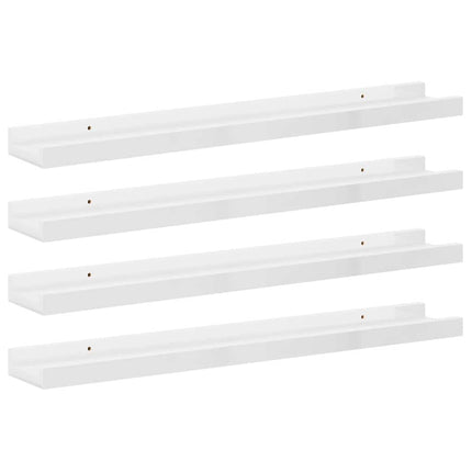 Wall Shelves 4 pcs High Gloss White 23.6"x3.5"x1.2