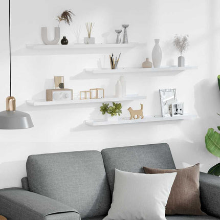 Wall Shelves 4 pcs High Gloss White 31.5"x3.5"x1.2