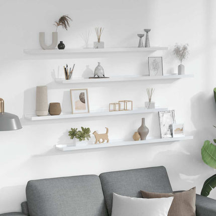 Wall Shelves 4 pcs High Gloss White 39.4"x3.5"x1.2