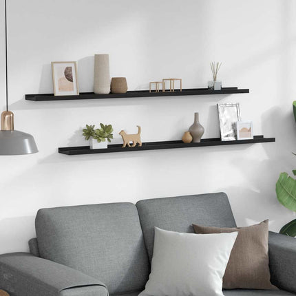 Wall Shelves 2 pcs Black 45.3"x3.5"x1.2