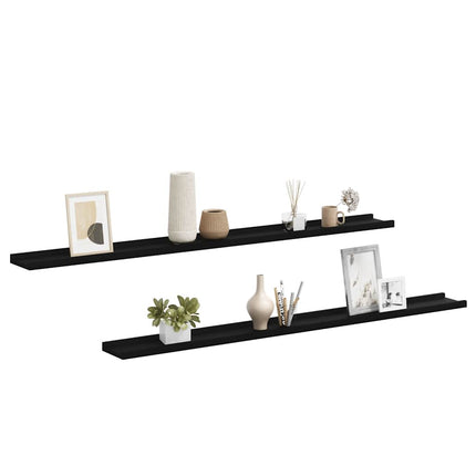 Wall Shelves 2 pcs Black 45.3"x3.5"x1.2