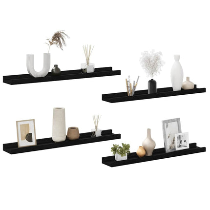 Wall Shelves 4 pcs Black 23.6"x3.5"x1.2