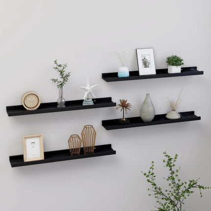 Wall Shelves 4 pcs Black 23.6"x3.5"x1.2