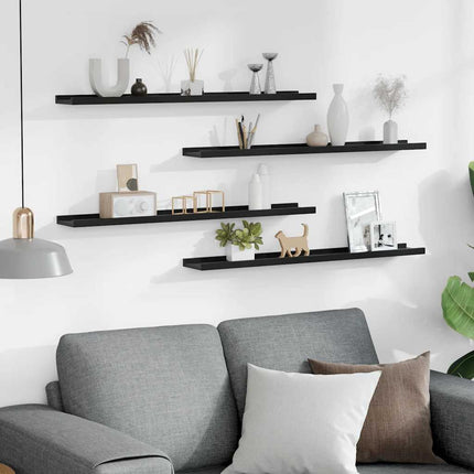 Wall Shelves 4 pcs Black 31.5"x3.5"x1.2