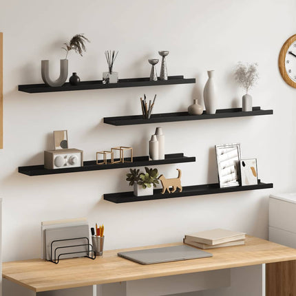 Wall Shelves 4 pcs Black 31.5"x3.5"x1.2