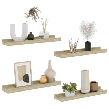Wall Shelves 4 pcs Sonoma Oak 15.7"x3.5"x1.2