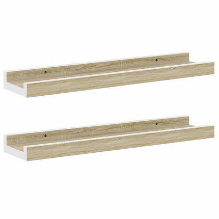 Wall Shelves 2 pcs White and Sonoma Oak 15.7"x3.5"x1.2