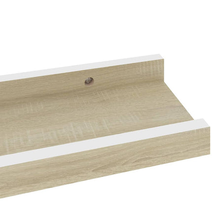 Wall Shelves 2 pcs White and Sonoma Oak 15.7"x3.5"x1.2