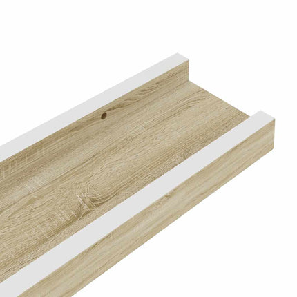 Wall Shelves 2 pcs White and Sonoma Oak 23.6"x3.5"x1.2
