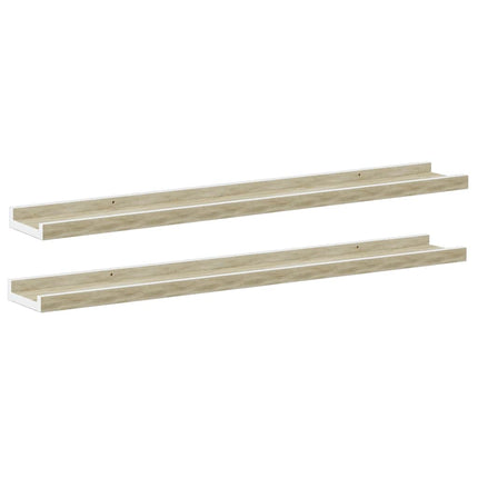 Wall Shelves 2 pcs White and Sonoma Oak 31.5"x3.5"x1.2