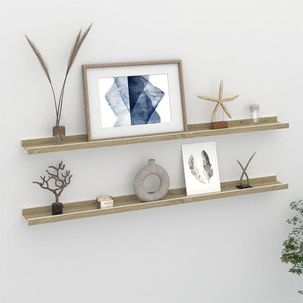 Wall Shelves 2 pcs White and Sonoma Oak 39.4"x3.5"x1.2