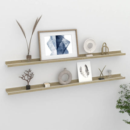 Wall Shelves 2 pcs White and Sonoma Oak 45.3"x3.5"x1.2