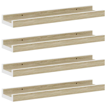 Wall Shelves 4 pcs White and Sonoma Oak 15.7"x3.5"x1.2
