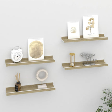 Wall Shelves 4 pcs White and Sonoma Oak 15.7"x3.5"x1.2