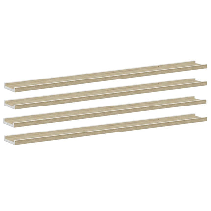 Wall Shelves 4 pcs White and Sonoma Oak 45.3"x3.5"x1.2
